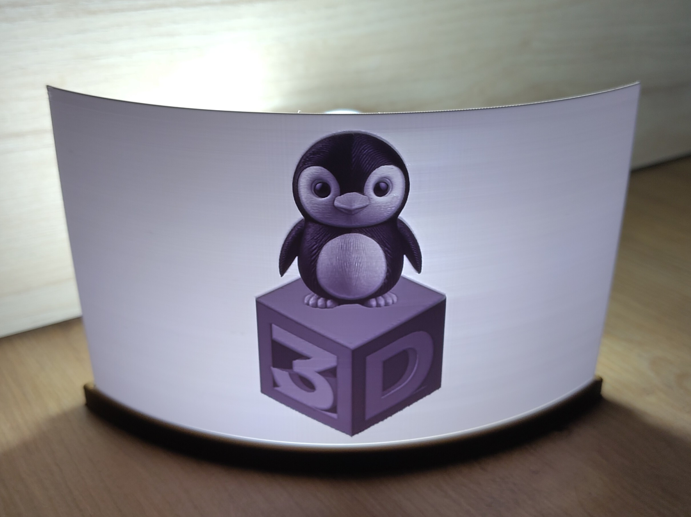 ein Bild von einem Pinguin der Hinterleuchtet ist.